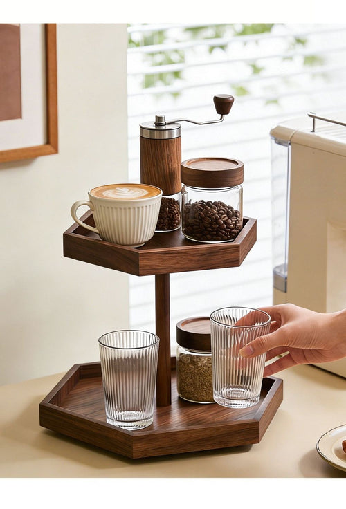 2-Tier Wooden Display Tray Stand