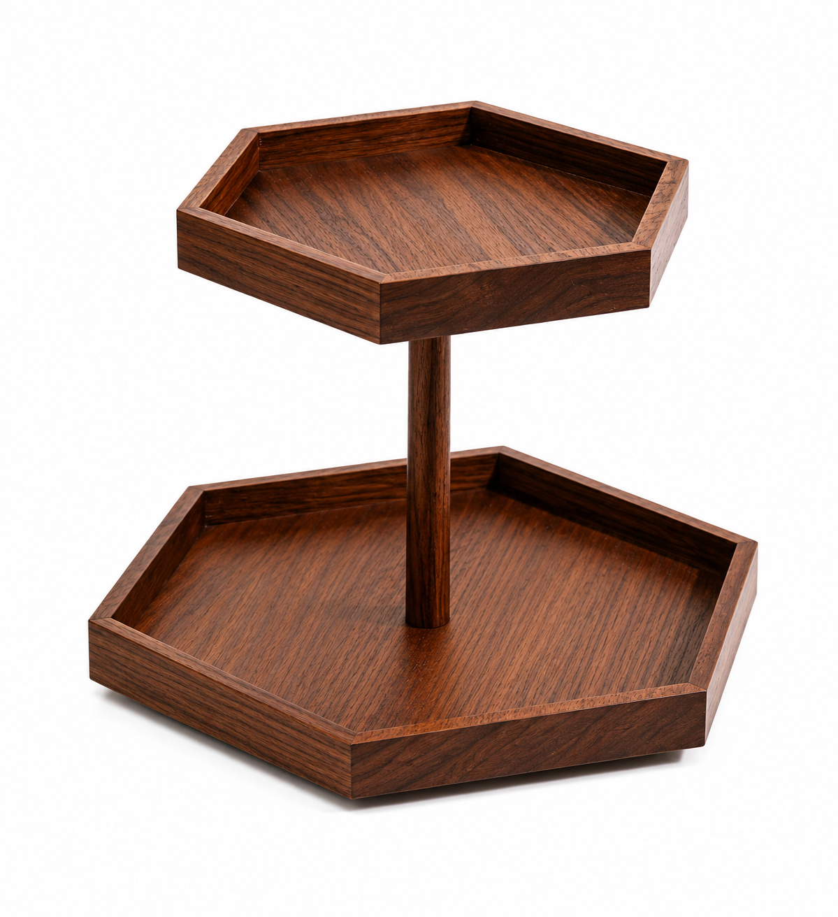 2-Tier Wooden Display Tray Stand